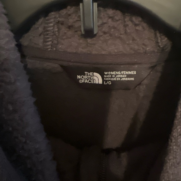 THE NORTH FACE Jacket Womens Large Gray Cresent Parka Fleece Sweater Hooded - Picture 6 of 9